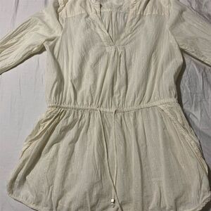 Accessorize Women's White Tunic Top S Long Sleeve V-Neck Casual